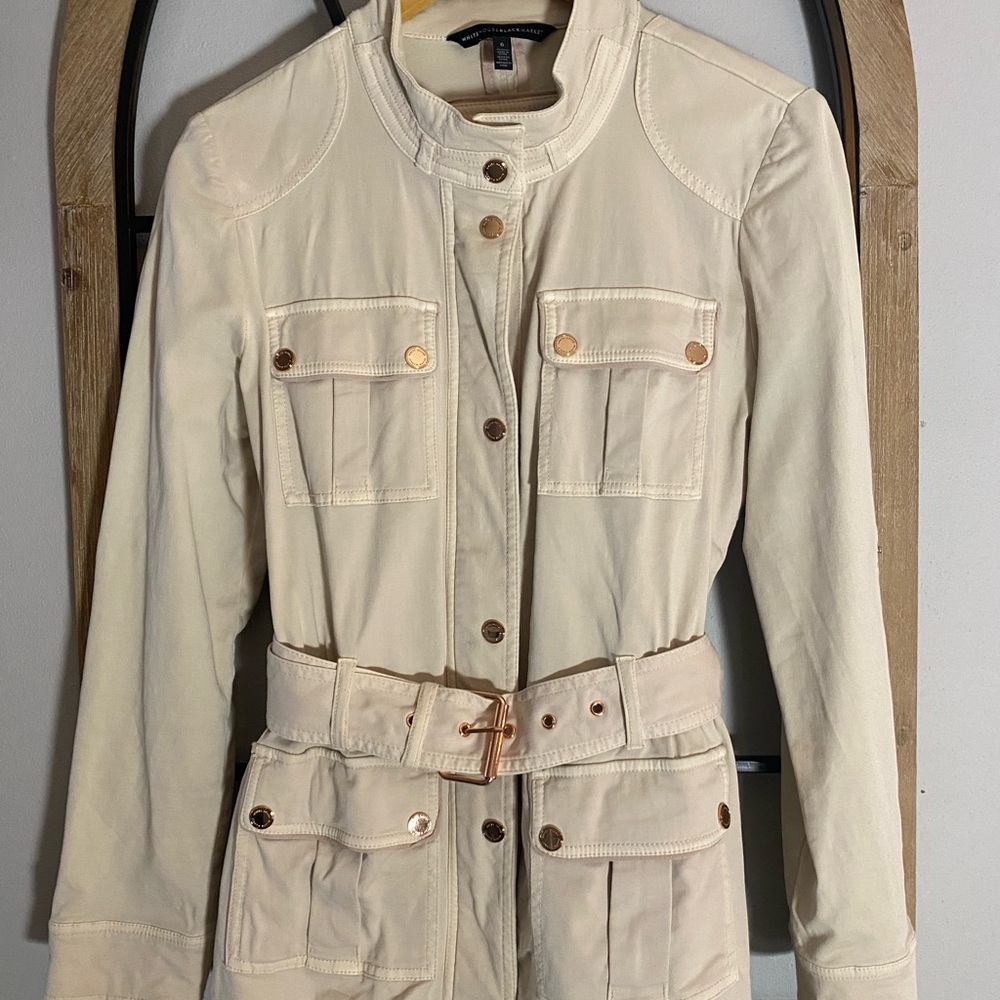 Cute WHBM Light Pink Belted Zip Up Women's Utility Jacket- Size 6